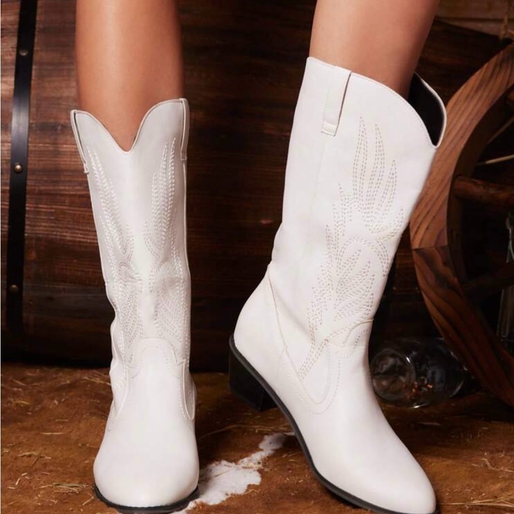 White Heeled Western Boots